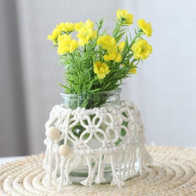 China Minimalist customization small cotton rope glass and crystal glass table vase for flower for sale