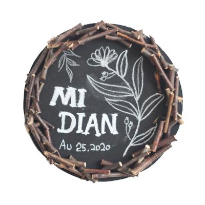 China Eco-friendly Wooden Home Handmade Decoration Wooden Hanging Board With Chalkboard And Hooks for sale