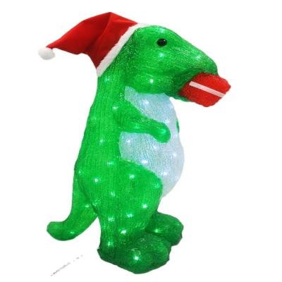 China 3D H59cm Outdoor Acrylic Christmas Lights Dinosaur With Gift Box For Easter for sale