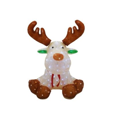 China New Product 136l White Acrylic 3D H64cm Elks LED Christmas Sitting Lamp (Detachable Antler) For Celebration for sale