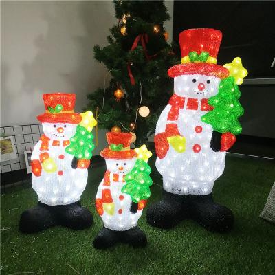 China 90CM Acrylic Snowman Light With Acrylic Christmas Tree Model Shape Outdoor Christmas Decoration Light 160L for sale