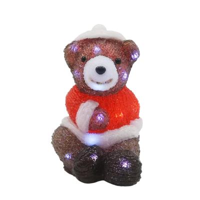 China Outdoor Cute Animal Teddy Bear Sculpture Theme Christmas Acrylic Red Decoration Lamp Animal Light for sale