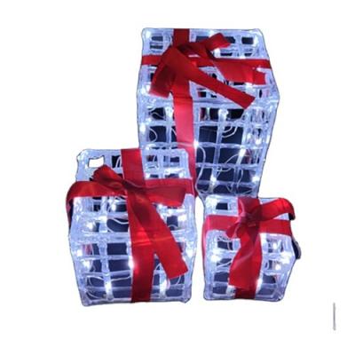 China 11-15-20CM warm/romantic lit gift box three-piece holiday LED acrylic decorative lights factory customization for sale