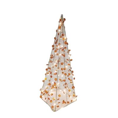 China Iron frame+led light 44/57cm 40L/60L Christmas holiday decoration lights wrought iron square tower shaped copper wire lights for sale