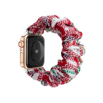 China Christmas Drop Shipping Watch Band Christmas Style Elastic Watch Strap For Women Scrunchies Watch Band For Apple Watch Band 38/40/42 mm for sale