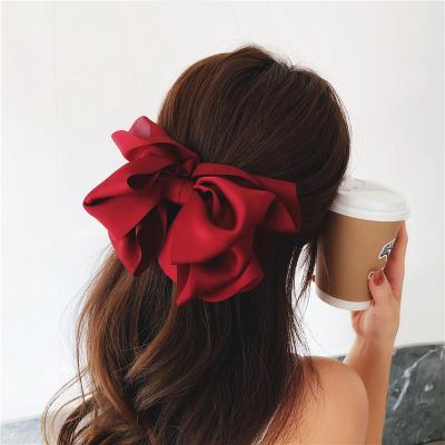 China Fashion Recycled Cloth Hair Accessories Solid Color Hair Clips Big Bow France Hair Clips for sale