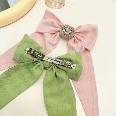 China Japan and Korean Style Women's Hairpin Solid Color Embroidery Pattern Cloth Hair Clips Bows Rhinestone Spring Hair Clips for sale