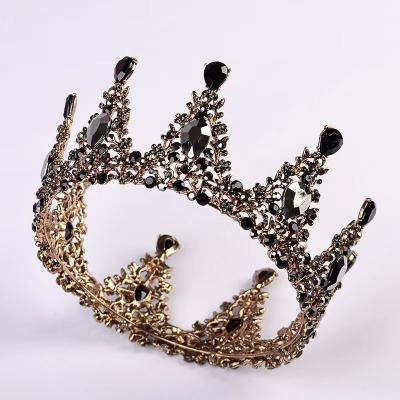 China Retro black baroque crown rhinestone headdress birthday crown wedding dress bride headdress bride crown wholesale for sale