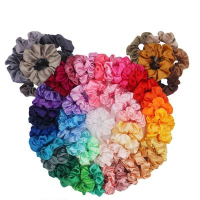 China Custom Solid Satin Hair Bands Girls Bulk Elastic Hair Accessory Women's Hair Ties Girls Wholesale Hair Silk Scrunchies for sale