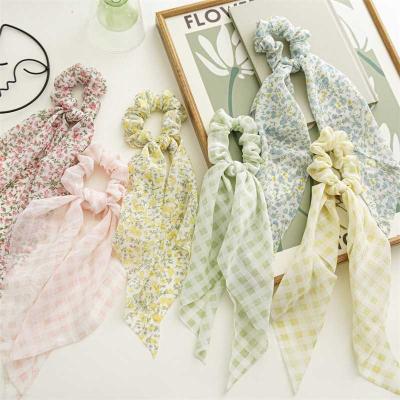 China Amazon Plaid Small Temperament Cloth Ribbon Hair Scrunchies Soft Hot Selling Cool Women Scarf Women's Headband Hair Accessories for sale