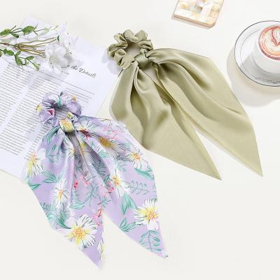 China European and American Style Custom Printed Hair Scrunchies Scarf Stain Hair Tie For Women Custom Logo for sale