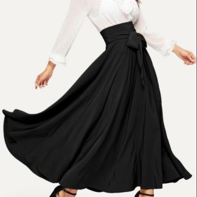 China Damen Midi Skirt Elegant Rock High Waist Women's Soft Casual Skirt Anti-Static Black Skirt Chiffon for sale