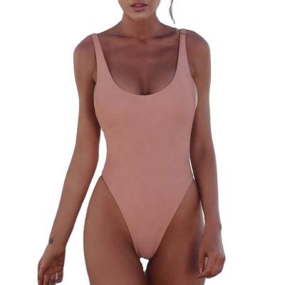 China Women Breathable Sexy Beach Wear Bikini Slip Pleated Solid Color Sports Swimsuit Summer Jumpsuit Fitness One Piece Swimwear for sale