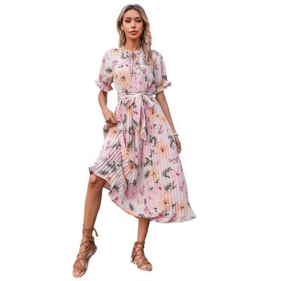 China Elegant women's evening floral dresses summer 2022 breathable new A-line exhibition trend dress Maxi Summer Fashion Floral Dresses 2022 for sale