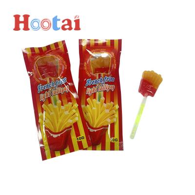 China Natural Halal French Fries Form Hard Candy Glow Stick Lollipop for sale