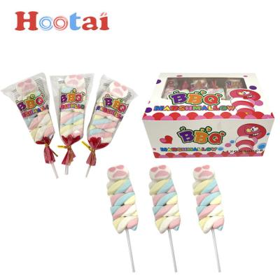 China Natural BBQ Shape Colorful Marshmallow Lollipop Sweet Candy for sale