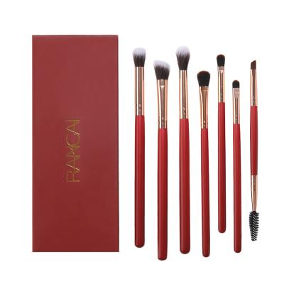 China Red Smudge Brush 7Pcs Makeup Brush Set Eyeshadow Base Eyebrow Eyelash Sweep Soft Synthetic Hair For Face Brush Mini Makeup for sale