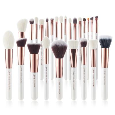 China Angular Blush 6-25pcs Makeup Set Brush White Pearl Rose Gold Professional Make Up Brush Natural Hair Base Powder Blush for sale