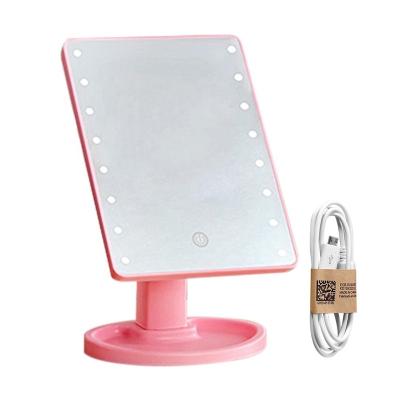 China 360 Degree Rotation Lighted Mirror 16LED Desktop Lighted Screen USB Rechargeable Makeup Cosmetic Mirrors High Quality Te koop