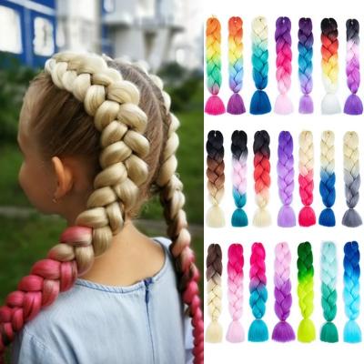 China Wholesale Moq 24Inch 100G Ombre Synthetic Single Color Low Color Hair Extension Twist Elephant Glowing Braiding Hair For Women for sale