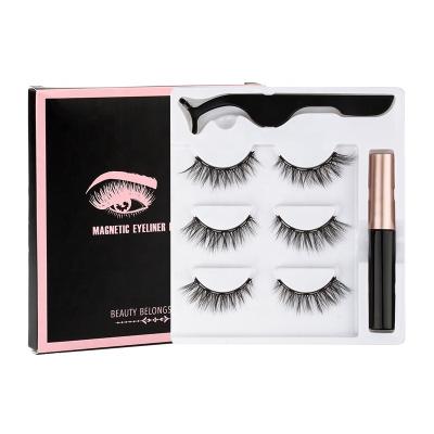 China 3D Mink Eyelashes Makeup Magnetic Lashes Natural Magnetic Eyeliner Tweezers Set Short False Lashes Natural False Lashes for sale