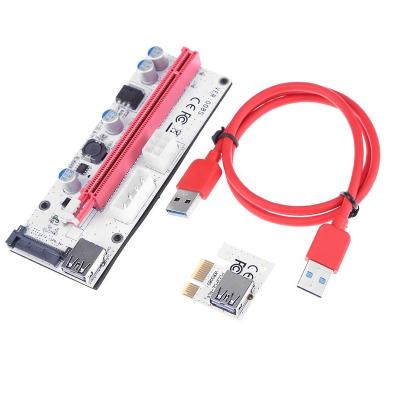 China 10 pcs 008s 60cm PCI-e Riser Card 008 PCIE PCI Express 1X To 16X Extra Adapter 4pin 6pin Sata 15pin USB 3.0 Power Cable 122x45x15mm for sale