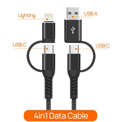 China Mobile Phone PD 60W Fast Charging Braided 3 4 In 1 Universal USB Cable Cabo Kabel Micro 10 In 1 USB C To USB C To Type C Multi Charger Cable for sale