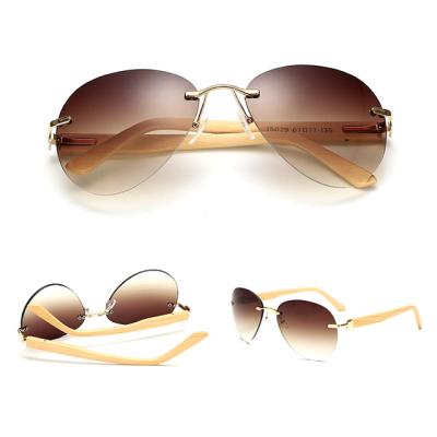 China New Arrival Custom Oversized Wooden Rimless Big Glass Sunglasses Fashion Sun Glasses DLK1502 for sale