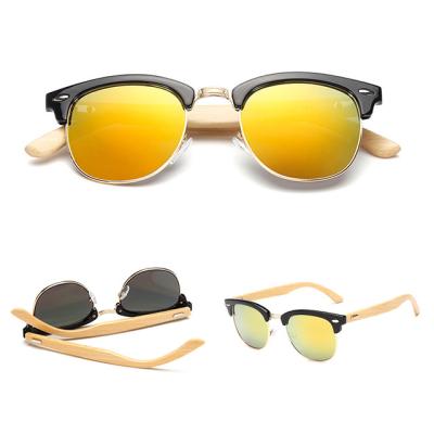 China Fashion Sunglasses DLK1505 Wooden Sunglasses Promotional Custom Logo OEM Bamboo Temple Sunglasses for sale