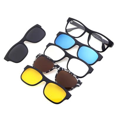 China DLC2203 Magnetic Sunglasses Custom PC 5 in 1 Polarized Lenses Clip On Sunglasses For Men for sale