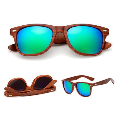 China DLC9009 fashion sunglasses in stock OEM high quality wooden custom sunglasses with wood grain printing UV400 fashion for sale