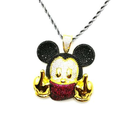 China Nickel free wholesale high quality icedoutnew custom hip hop two tone multi color Micky mouse reveals fuxx pendant for sale