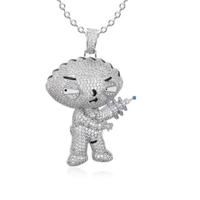 China Nickel New Free Wholesale High Quality Icedout 925 Silver Hip Hop & Sterling Brass Enamel Character Custom Pendant for sale