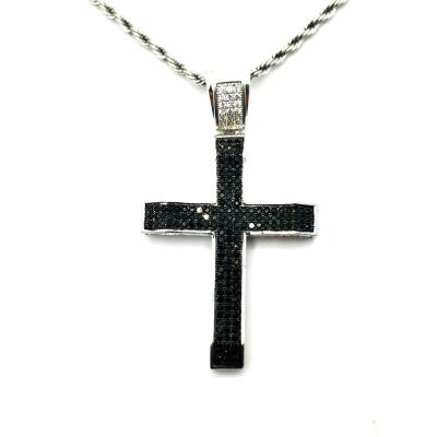 China Nickel large hip hop two icedout two tone 925 silver cross pendant large and sterling brass for sale