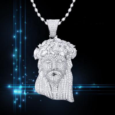 China Hip Hop Wholesale High Quality Icedout Hip Hop Large Multi Stone Size Jesus Pendant in White Zircon for sale