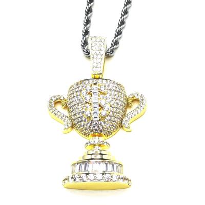 China Nickel Free Wholesale High Quality Hip Hop Icedout Two Tone Full Brass And World Champion 925 Sterling Pendant for sale