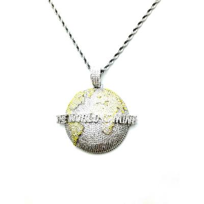 China Nickel free wholesale high quality icedout new custom hip hop two tone says the world is mine pendant for sale