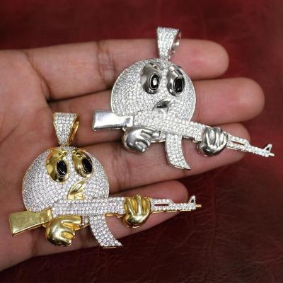 China Wholesale High Quality Hops Nickel Free Icedout Angry Hip Emj With Gun Pendant for sale