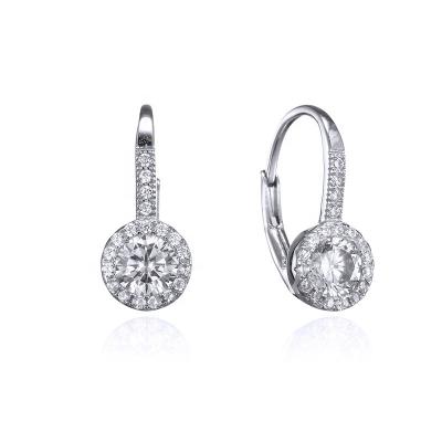 China Wholesale High Quality Fine Jewelry Nickel Free 925 Sterling Silver and Brass Fancy CZ Halo Lever Back Stud Earrings for sale