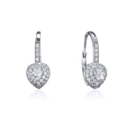 China Wholesale High Quality 925 Sterling Silver and Brass Fine Jewelry Nickel Free CZ Full Hearts Dangle Circle Earring for sale