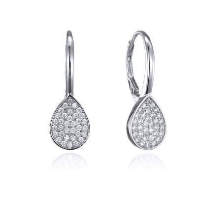 China Wholesale High Quality 925 Sterling Jewelry Nickel Free Full CZ Teardrop Silver and Brass Fine Lever Back Earrings for sale