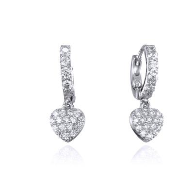 China Wholesale High Quality 925 Sterling Jewelry Nickel Free Full CZ Heart Shape Fine Leverage Silver and Brass Back Earrings for sale