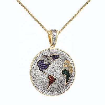 China Medullion Nickel Free Wholesale High Quality Globe Hip Hop Icedout Multi Color Pendant for sale