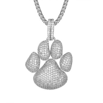 China Wholesale High Quality Men's Nickel Free Hiphop Icedout Bear Paw Pendant Full In Rhodium Gold Cubic Zirconia for sale