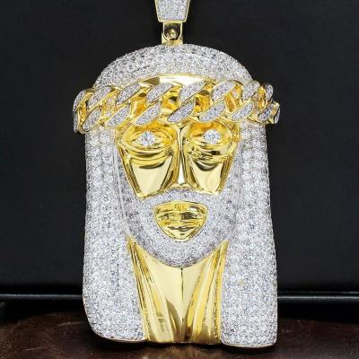 China Large Size Jesus Pendant Wholesale Fully Iced Out Cuban Crown High Quality Nickel Free Link for sale