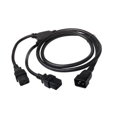 China A.W.G. Home Appliance UL 10A 250V 18 Standard 18 Inch C20 Black IEC 320 Plug To 2xC19 PDU Style Splitter Power Cord for sale