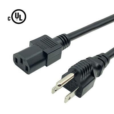 China Home Appliance Wholesale US/American UL Approved AC Cable 3 Pin IEC C13 Supply Lead Power Cord for sale