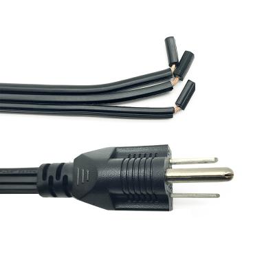 China Telecommunication North America 3 Pin Plug UL To Open End Power Cord PVC Insulation AC Electrical Cable For Home Appliance for sale