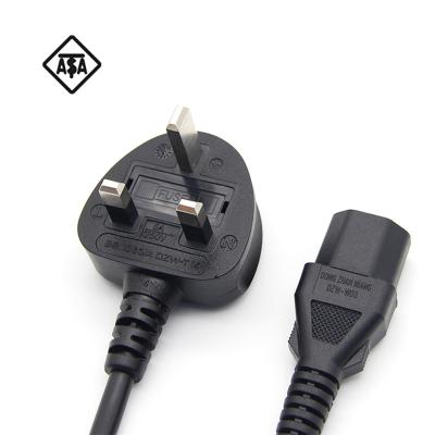 China Black 1.2M/1.5M/1.8M BS 1363 13A IEC320 C13 UK Home Appliance Free Sample Fused Extension 3 Pin Power Cord Plug for sale