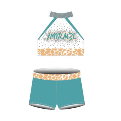 China Full Sublimation Breathable All Star Cheer Bra Custom Rhinestones Breathable Cheerleading Crop Shorts for sale